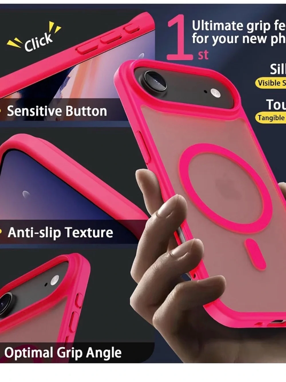 Magnetic Pink MagSafe-Compatible Protective Phone 17 Air Case